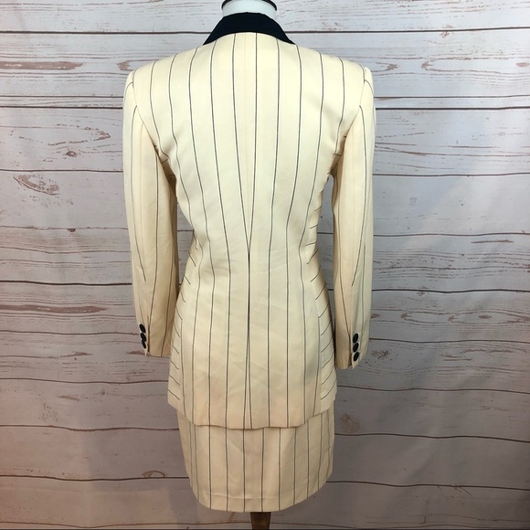 Vintage Escada Pinstriped Business Blazer Skirt Suit - Picture 9 of 15